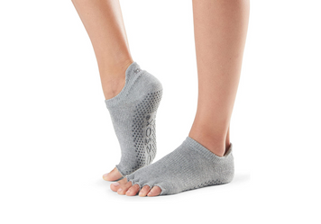 Носки для йоги ToeSox Half Toe Low Rise Grip Heather Grey М (39-42.5) 794504196535 фото