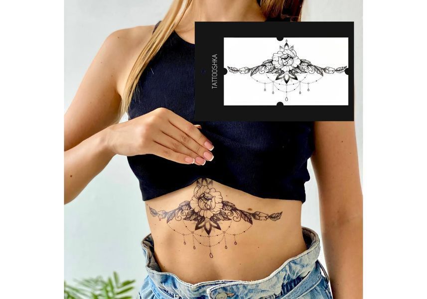 Тимчасове татуювання під груди Мандала і Лотос Tattoshka 230x140 мм tt-8696 фото