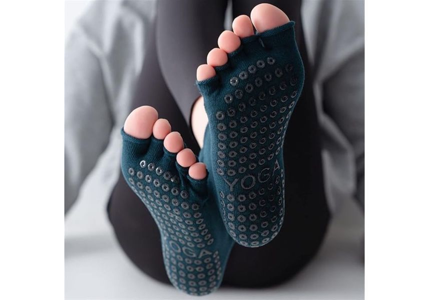 Носки для йоги и пилатеса нескользящие без пальцев Amber Grip петроль (35-40) ar230AGHTpt фото