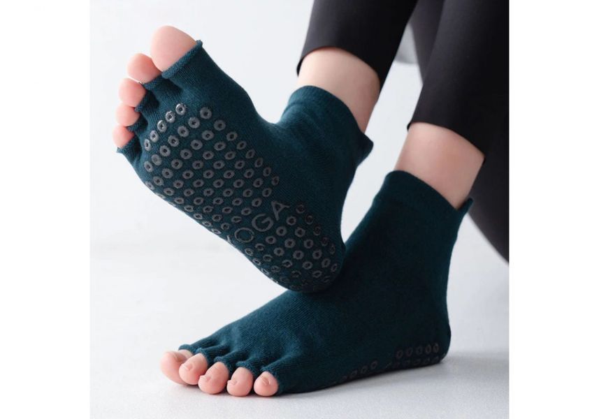 Носки для йоги и пилатеса нескользящие без пальцев Amber Grip петроль (35-40) ar230AGHTpt фото