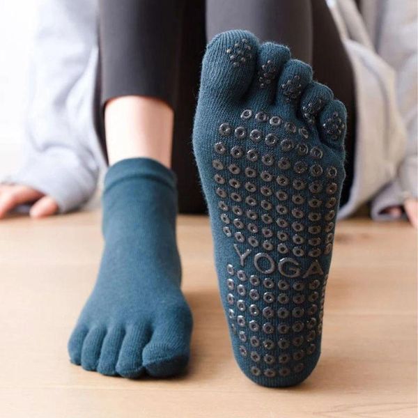 Носки для йоги и пилатеса нескользящие закрытые Amber Grip петроль (35-40) ar230AGpt фото