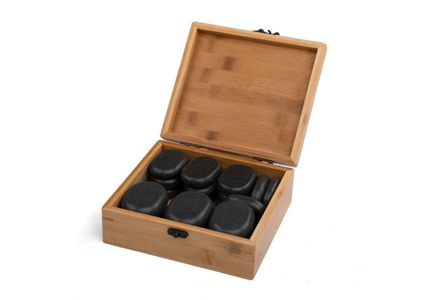 Набір базальтових каменів для стоун-терапії Hot Stone set 18 шт Bodhi в бамбуковій коробці  hs18 фото