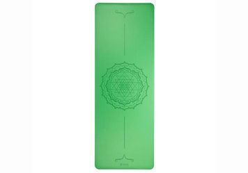 Килимок для йоги Phoenix Yantra Mandala Bodhi зелений 185x66x0.4 см 630gym фото