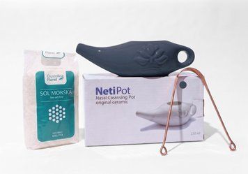 Nasal lavage set (neti pot + sea salt + tongue scraper) blue