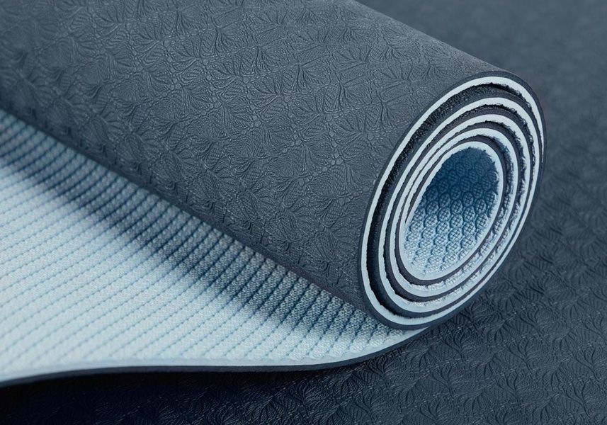 Коврик для йоги TPE Flow Bodhi 183x60x0.5 см синий/голубой 887BH фото