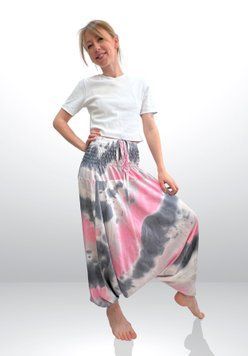 Штани-шаровари Аладіни (Афгани) з матнею Tie-dye RAO WEAR унісекс OneSize рожевий rw405ACTDpk фото