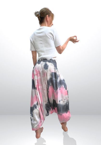 Штани-шаровари Аладіни (Афгани) з матнею Tie-dye RAO WEAR унісекс OneSize рожевий rw405ACTDpk фото