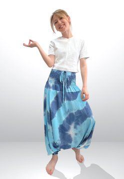Штани-шаровари Аладини (Афгани) з матнею Tie-dye RAO WEAR унісекс OneSize блакитний rw405ACTDbu фото