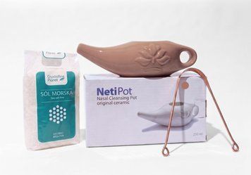 Nasal lavage set (neti pot + sea salt + tongue scraper) pink