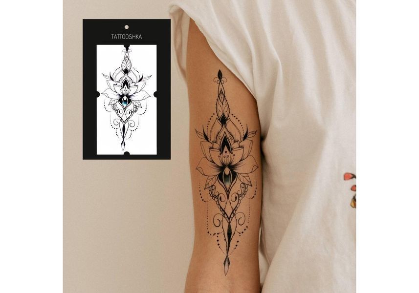 Temporary Mandala-Lotus Tattoo Tattoshka 210x100 mm
