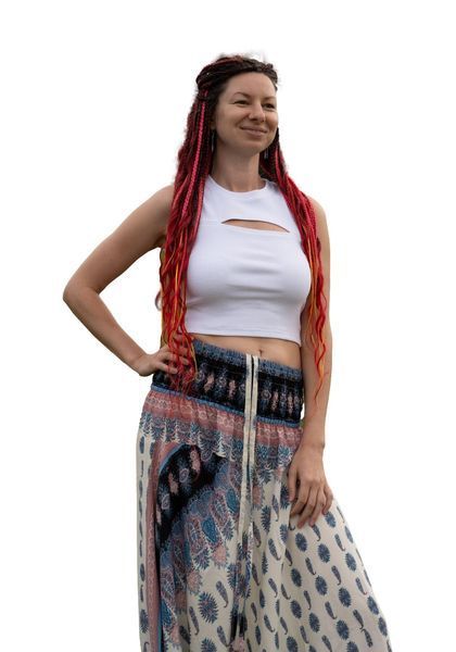 Штаны Алладины (Афгани) с мотней Paisley RAO WEAR унисекс OneSize пудра/небесно-голубой разноцветный rw405ACPpb фото