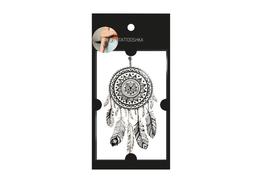 Temporary tattoo Dreamcatcher with feathers Tattoshka 60x105 mm