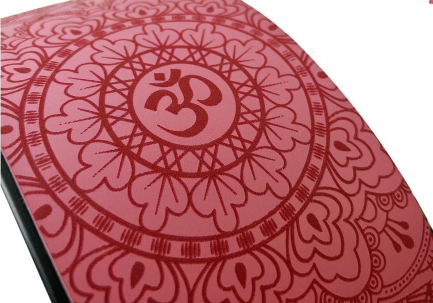 Yoga wheel Mandala OM Amber polyurethane burgundy 32x13 cm