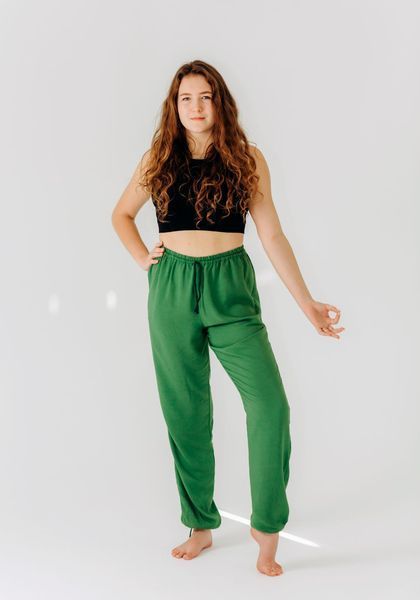 Штаны свободные однотонные Base RAO WEAR унисекс OneSize рост 165-175 см зеленый rw402Bgr2 фото