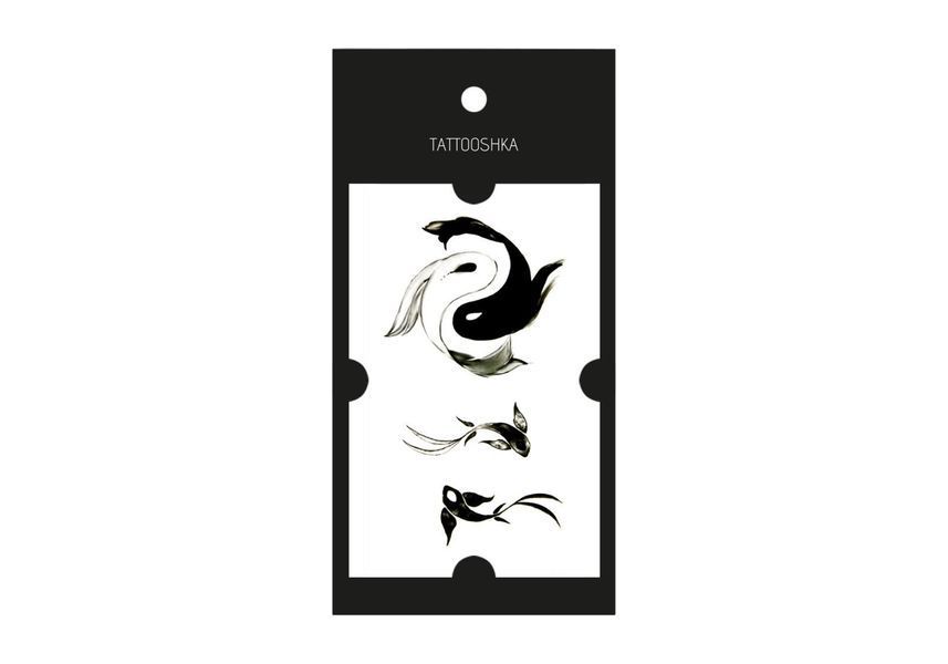 Temporary Yin-Yang Fish Tattoo Tattooshka 60x105 mm