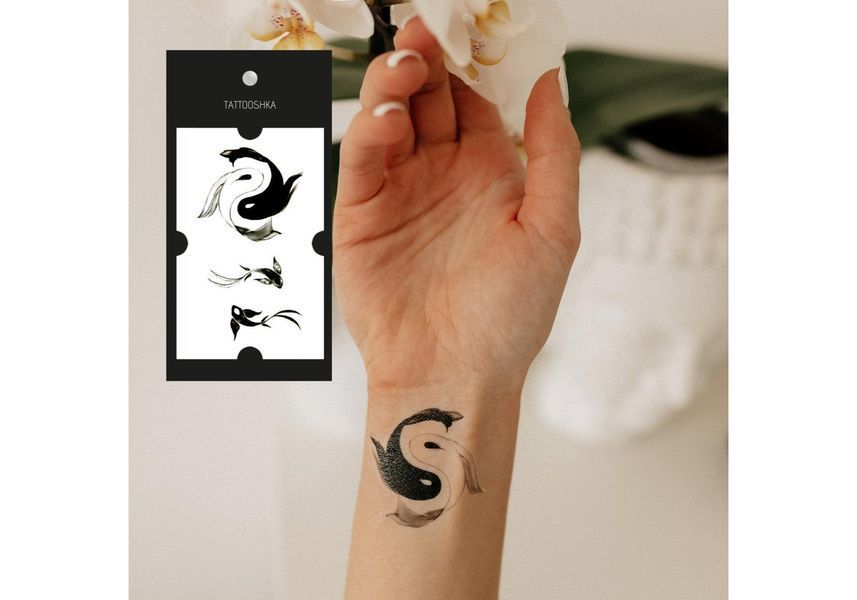 Temporary Yin-Yang Fish Tattoo Tattooshka 60x105 mm