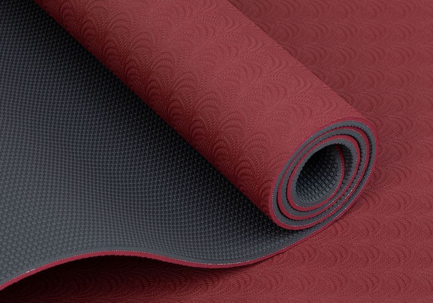 Килимок для йоги Bodhi Lotus Pro 183x60x0.6 см темно-червоний / антрацитовий 942ldr фото