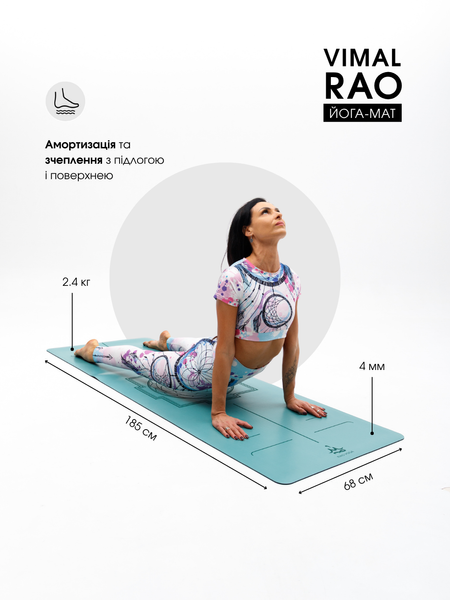 Килимок для йоги каучуковий Vimal Yantra Mint Teal RAO 185&times;68&times;0.4 см rao103VYmt4 фото