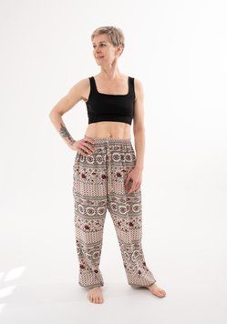 Вільні штани-шаровари Ethno-Rose Ecru RAO WEAR унісекс OneSize зріст 155-165 см бежевий rw403LERec1 фото