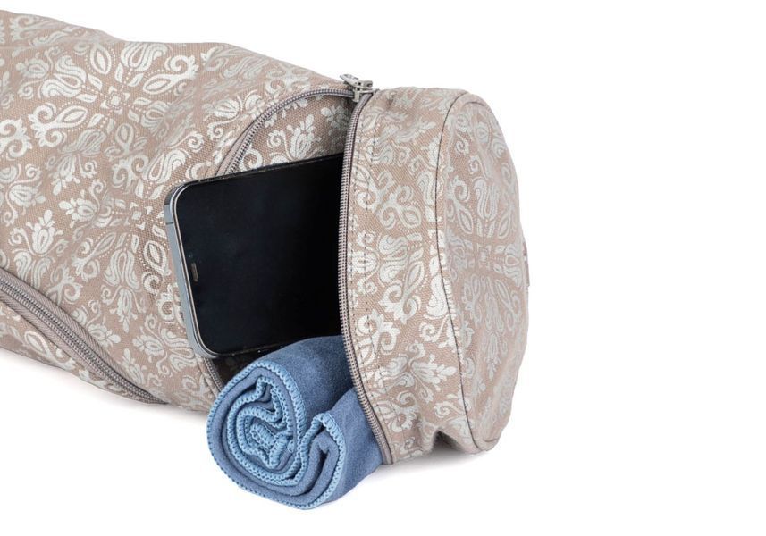 Сумка-чохол для йоги Asana Bag Cotton Raja Maharaja Collection Bodhi 60 см тауп/срібний 541AT фото