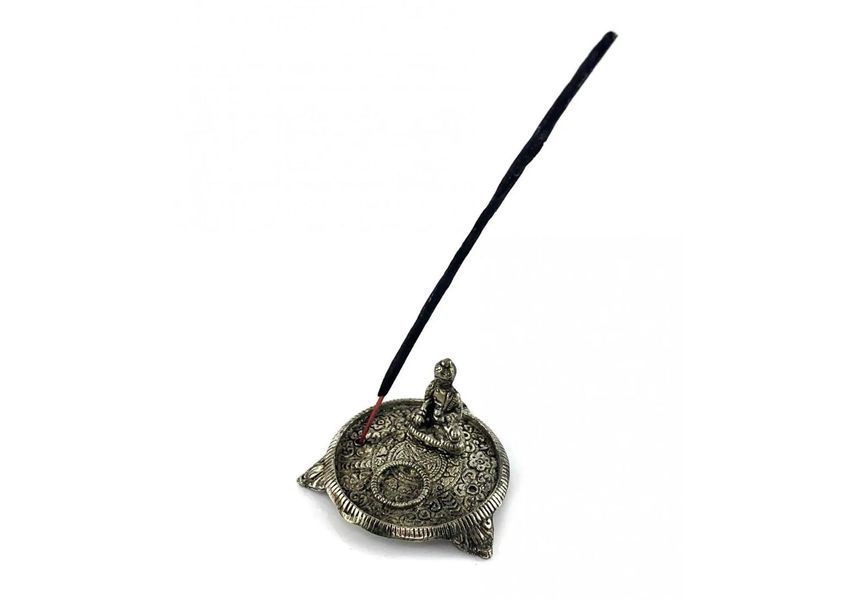 Metal aroma stick stand Buddha from Nepal 6x9x9 cm