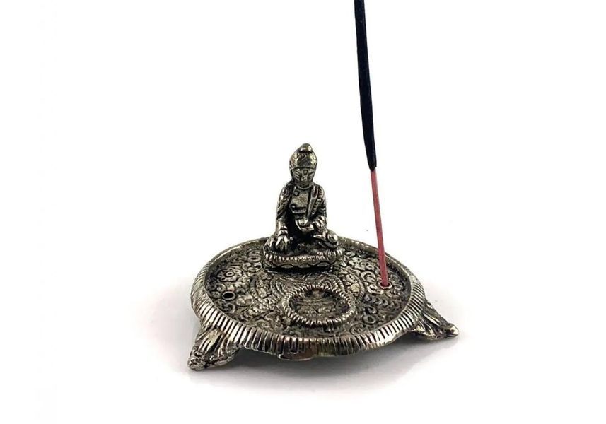 Metal aroma stick stand Buddha from Nepal 6x9x9 cm