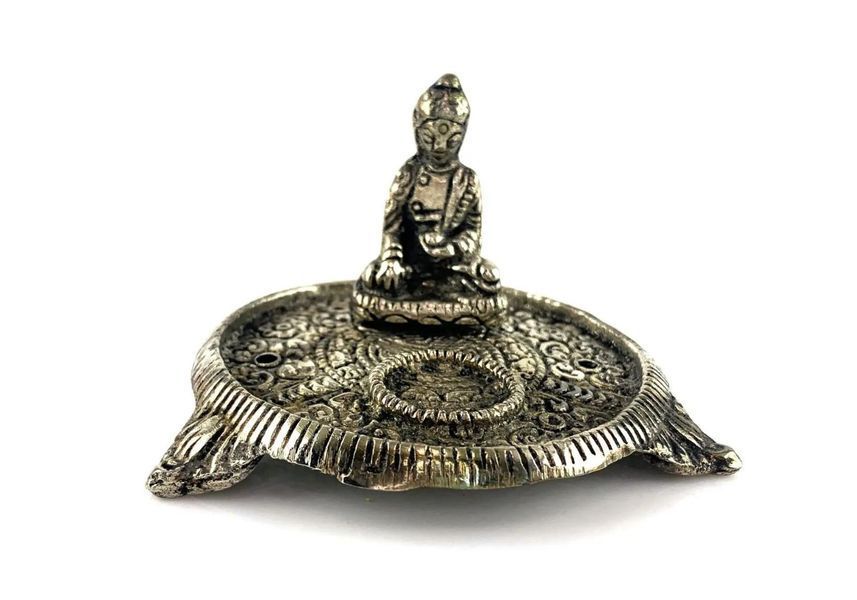 Metal aroma stick stand Buddha from Nepal 6x9x9 cm