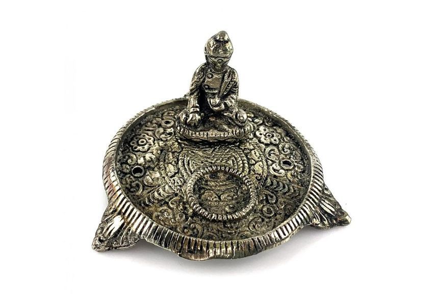 Metal aroma stick stand Buddha from Nepal 6x9x9 cm