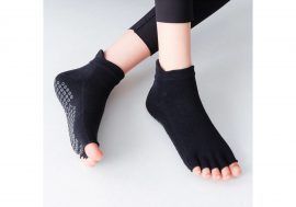 Носки для йоги и пилатеса нескользящие без пальцев Amber Grip черный (35-40) ar230AGHTblk фото