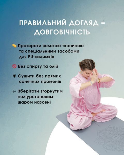 Килимок для йоги каучуковий Dinesh Mandala OM Fog Blue RAO 185&times;68&times;0.4 см rao105DMOfb4 фото