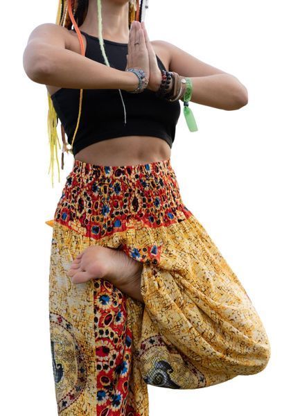 Штани-шаровари Аладіни (Афгані) з матнею Amber Mosaic RAO WEAR унісекс OneSize жовтий rw405ACAM фото