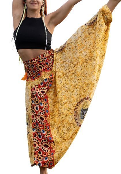 Штани-шаровари Аладіни (Афгані) з матнею Amber Mosaic RAO WEAR унісекс OneSize жовтий rw405ACAM фото
