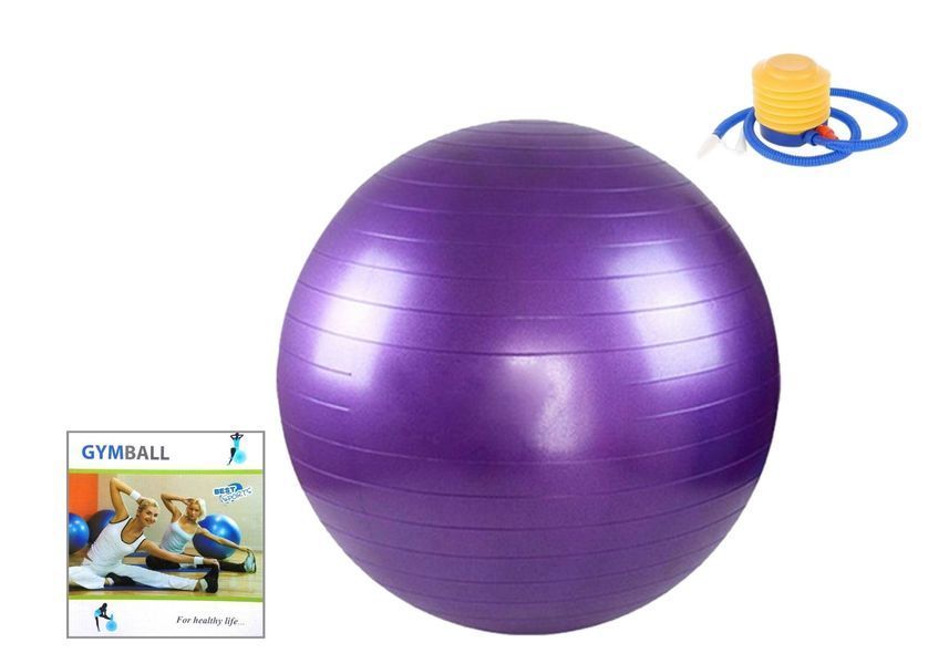 Фітбол м'яч для фітнесу GymBall 65 см з насосом фіолетовий GB65wpvl фото