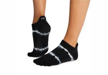 Носки для йоги ToeSox Full Toe Low Rise Black Tie Dye Stripe S (36-38.5) 840271441894 фото