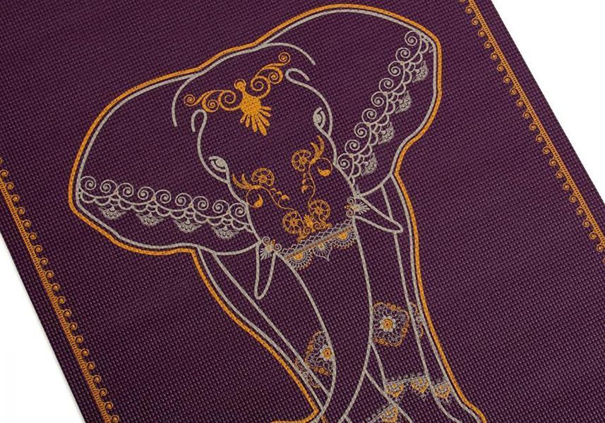 Коврик для йоги Leela Big Elephant Bodhi баклажановый 183x60x0.45 см 896abe фото