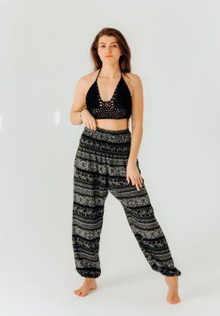 Східні штани з широкою гумкою Elephant Noir RAO WEAR унісекс OneSize зріст 165-175 см чорні rw401WBEnr2 фото