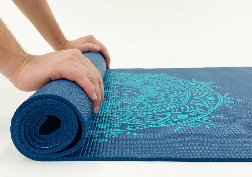 Килимок для йоги Bodhi Leela Mandala петроль &mdash; бірюзова мандала 183x60x0.45 см 896mp фото