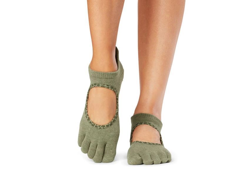 Шкарпетки для йоги ToeSox Full Toe Bellarina Olive Leopard S (36-38.5) 840271407241 фото