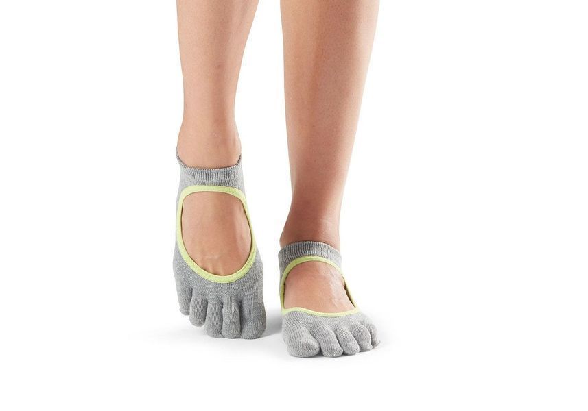Шкарпетки для йоги ToeSox Full Toe Bellarina Heather Grey With Lime Trim M (39-42.5) 812035024070 фото
