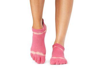 Носки для йоги ToeSox Full Toe Low Rise Grip Hot Pink Stripe Tie Dye M (39-42.5) 840271407869 фото