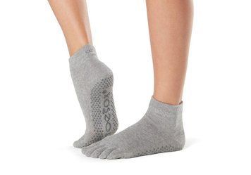 Шкарпетки для йоги та пілатесу ToeSox Full Toe Ankle Grip Heather Grey L (43-45) 841090108364 фото